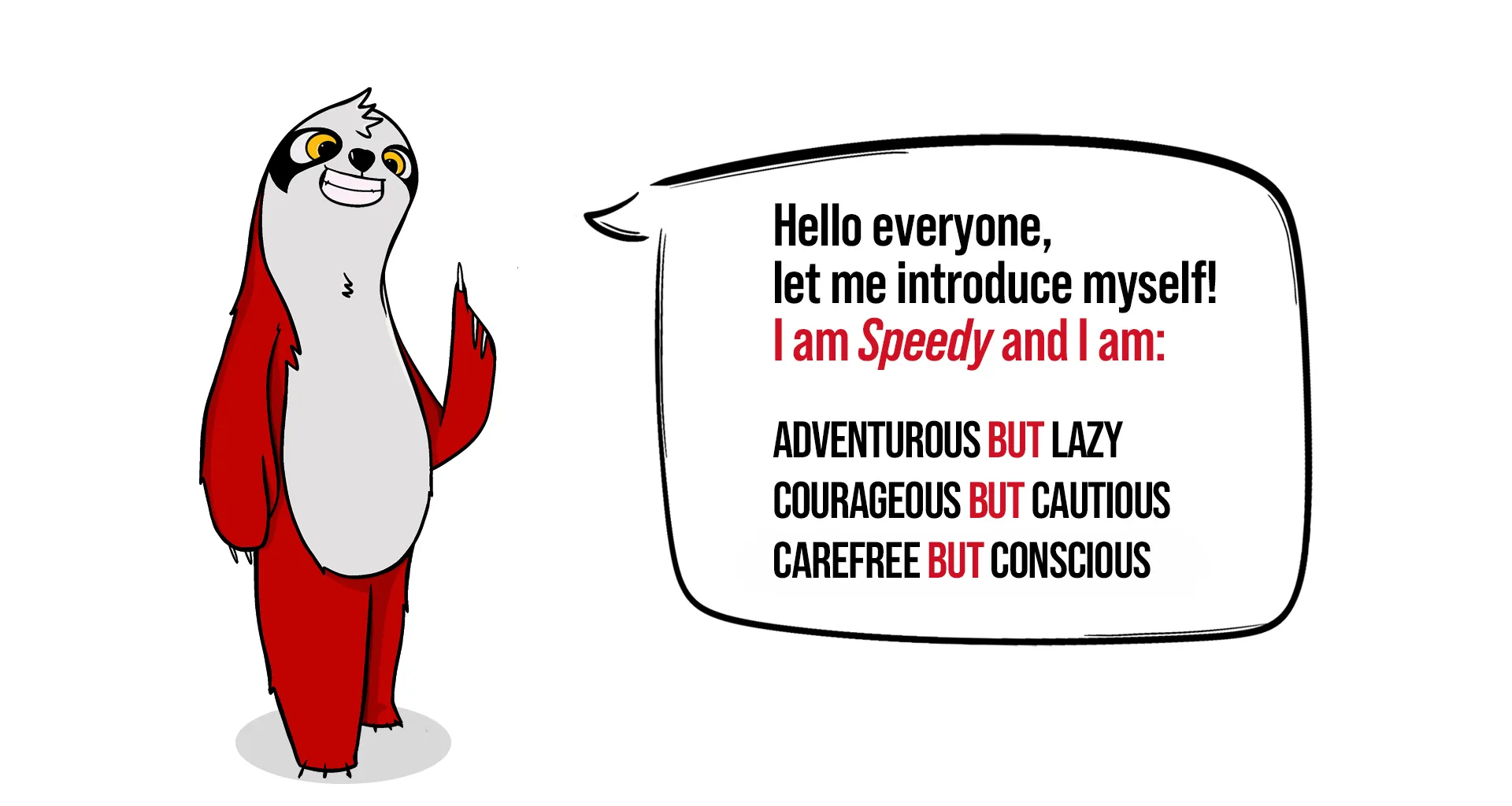 Speedy, the BEKING mascot, introduces himself in a speech bubble: “Hello everyone, let me introduce myself! I am Speedy and I am: adventurous but lazy, courageous but cautious, carefree but conscious”